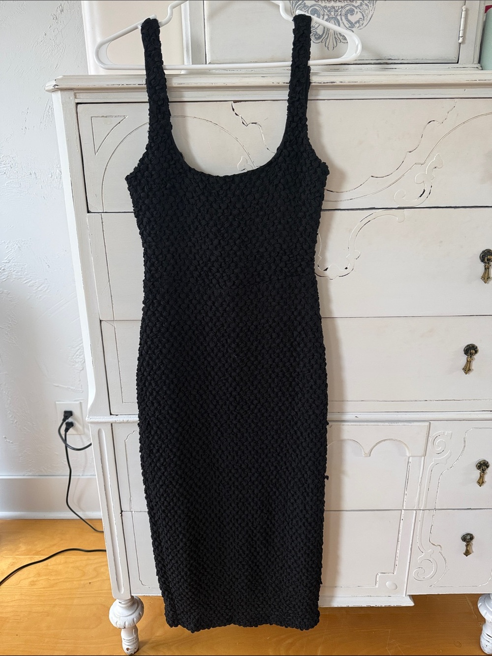 NBD Black Textured Tank Midi Dress